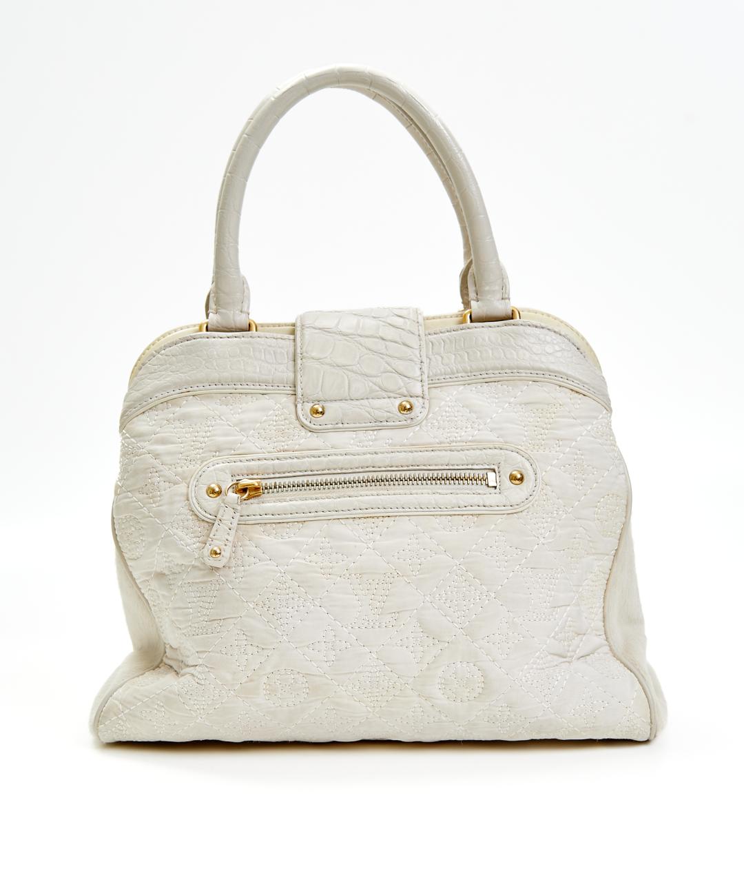 LOUIS VUITTON Белая кожаная сумка с короткими ручками, фото 4