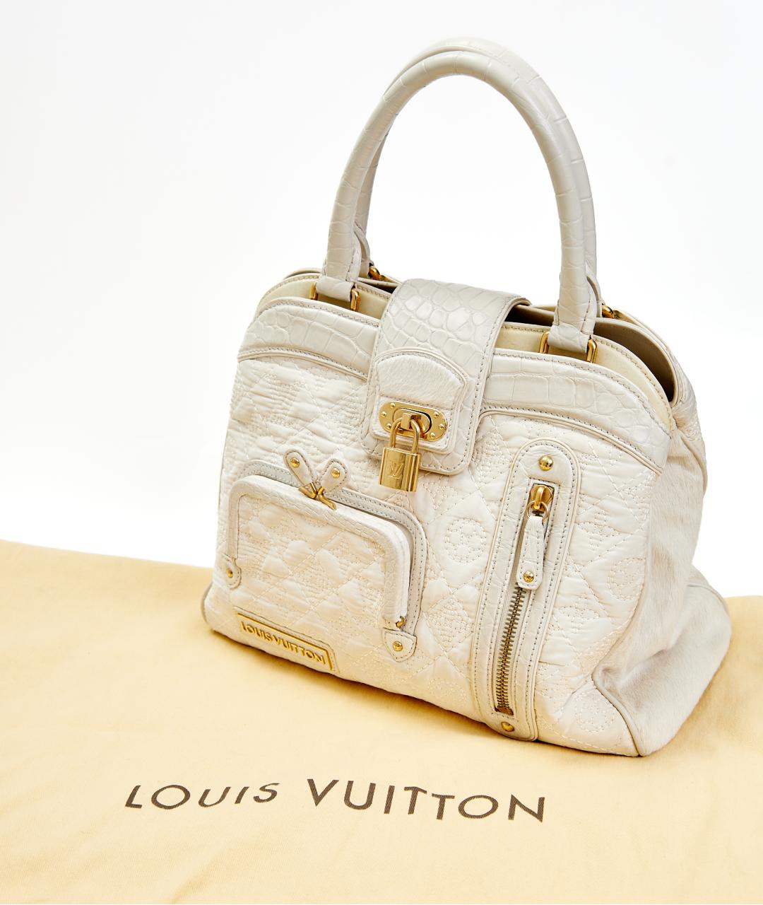 LOUIS VUITTON Белая кожаная сумка с короткими ручками, фото 5