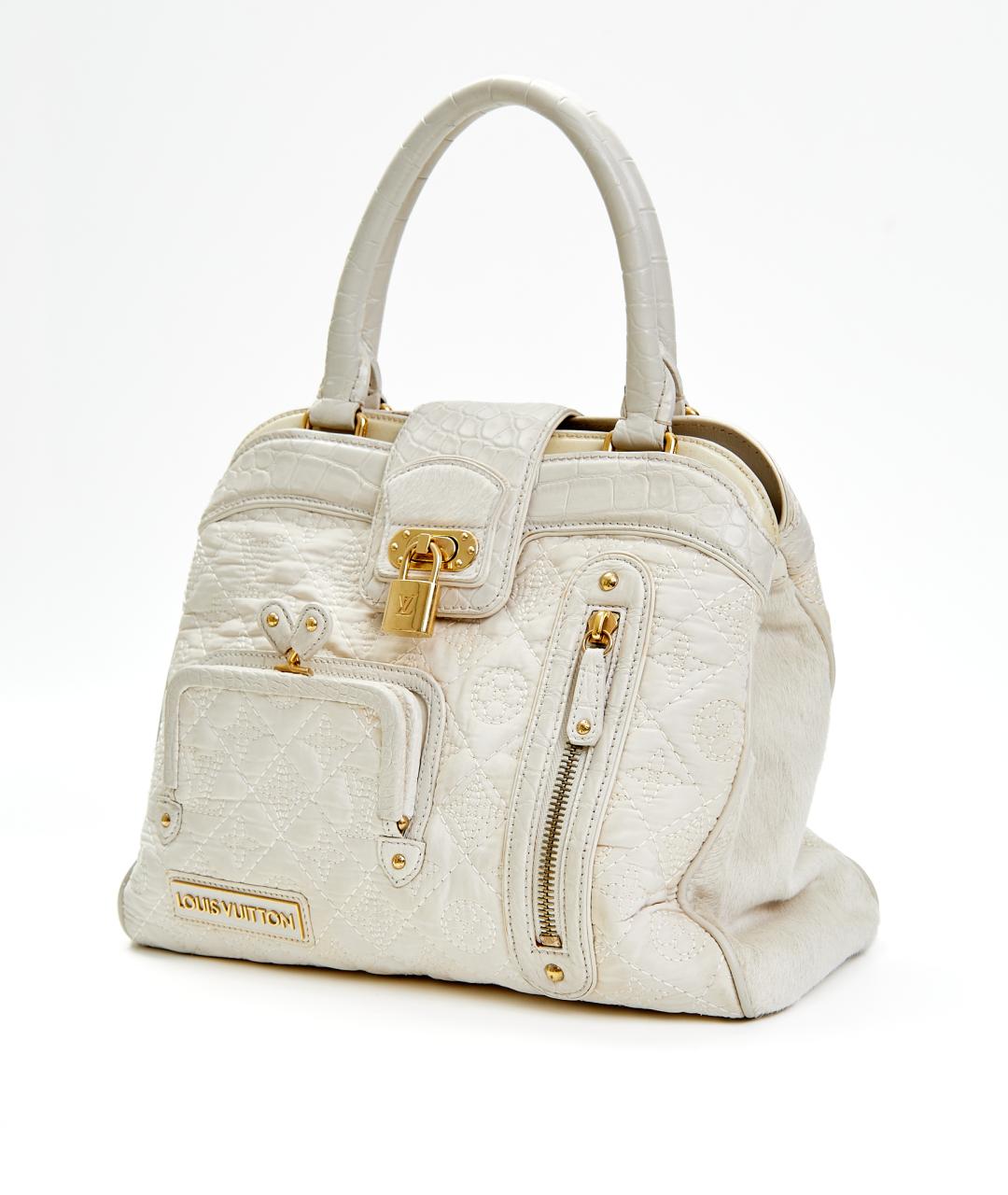 LOUIS VUITTON Белая кожаная сумка с короткими ручками, фото 3