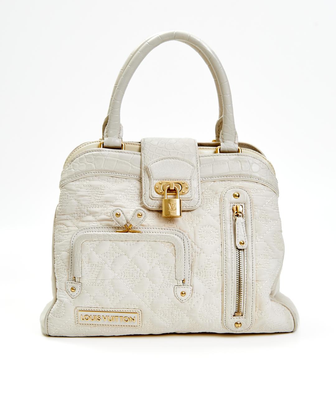 LOUIS VUITTON Белая кожаная сумка с короткими ручками, фото 7