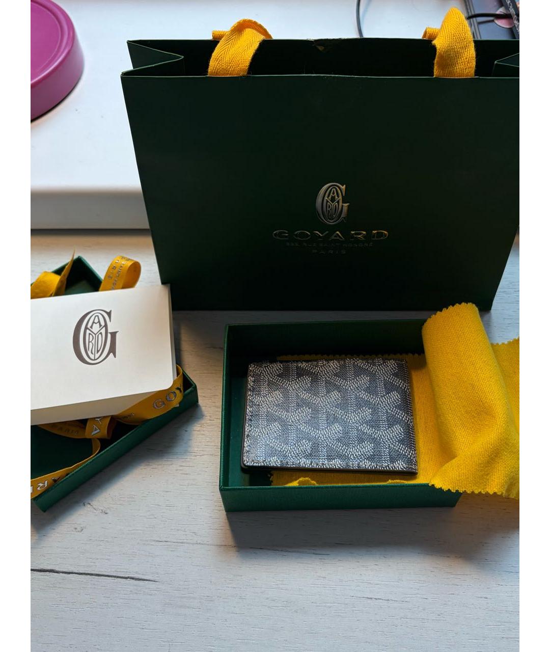 GOYARD Серый кожаный кошелек, фото 6