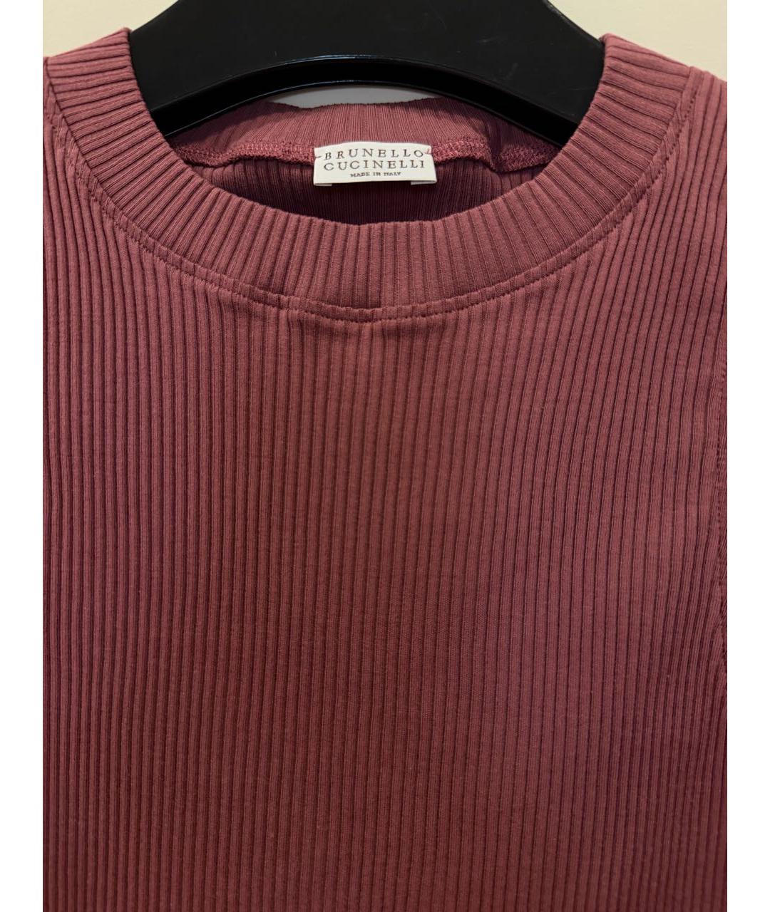 BRUNELLO CUCINELLI Бордовая хлопковая майка, фото 3