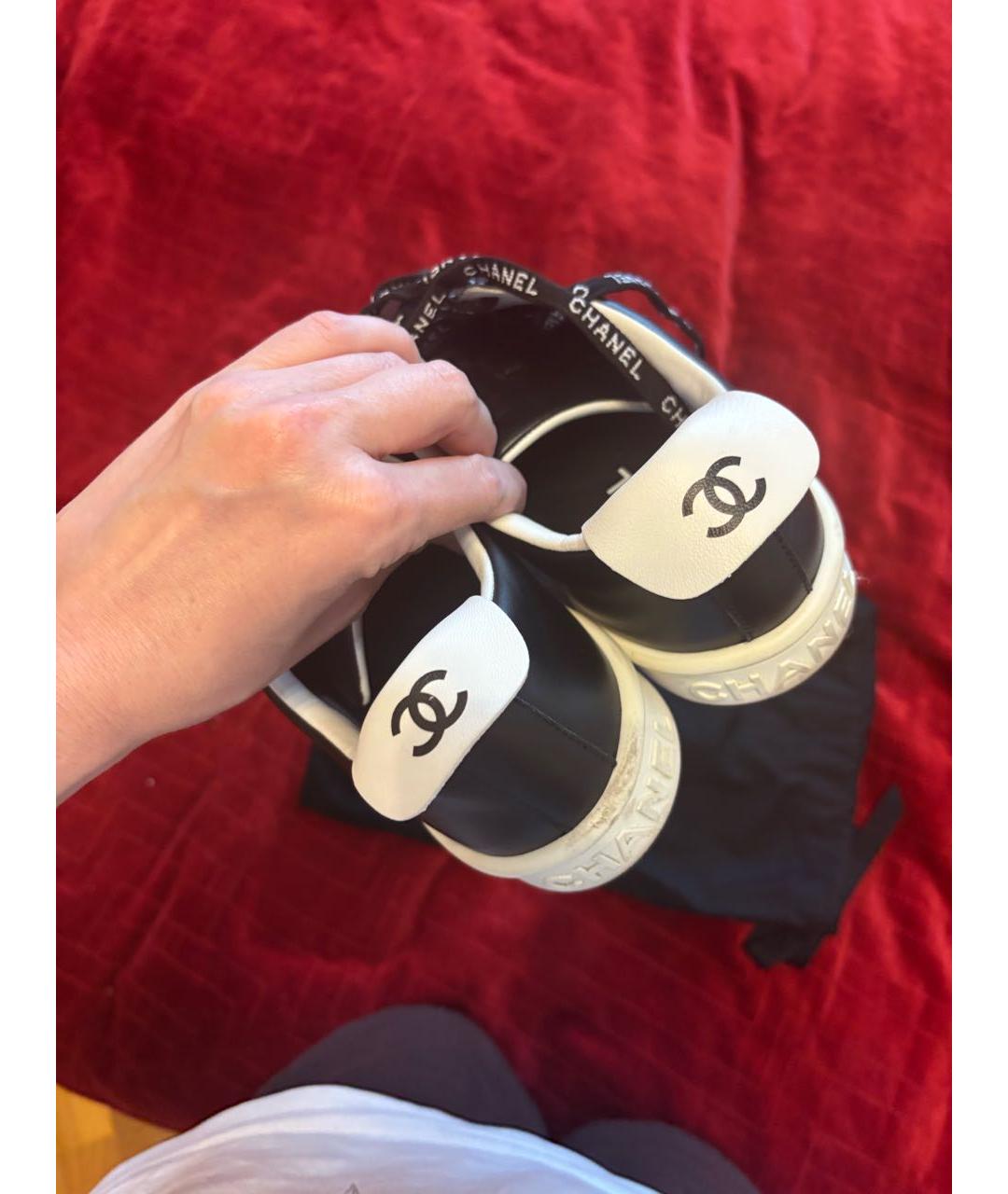 CHANEL Черные кожаные кеды, фото 5