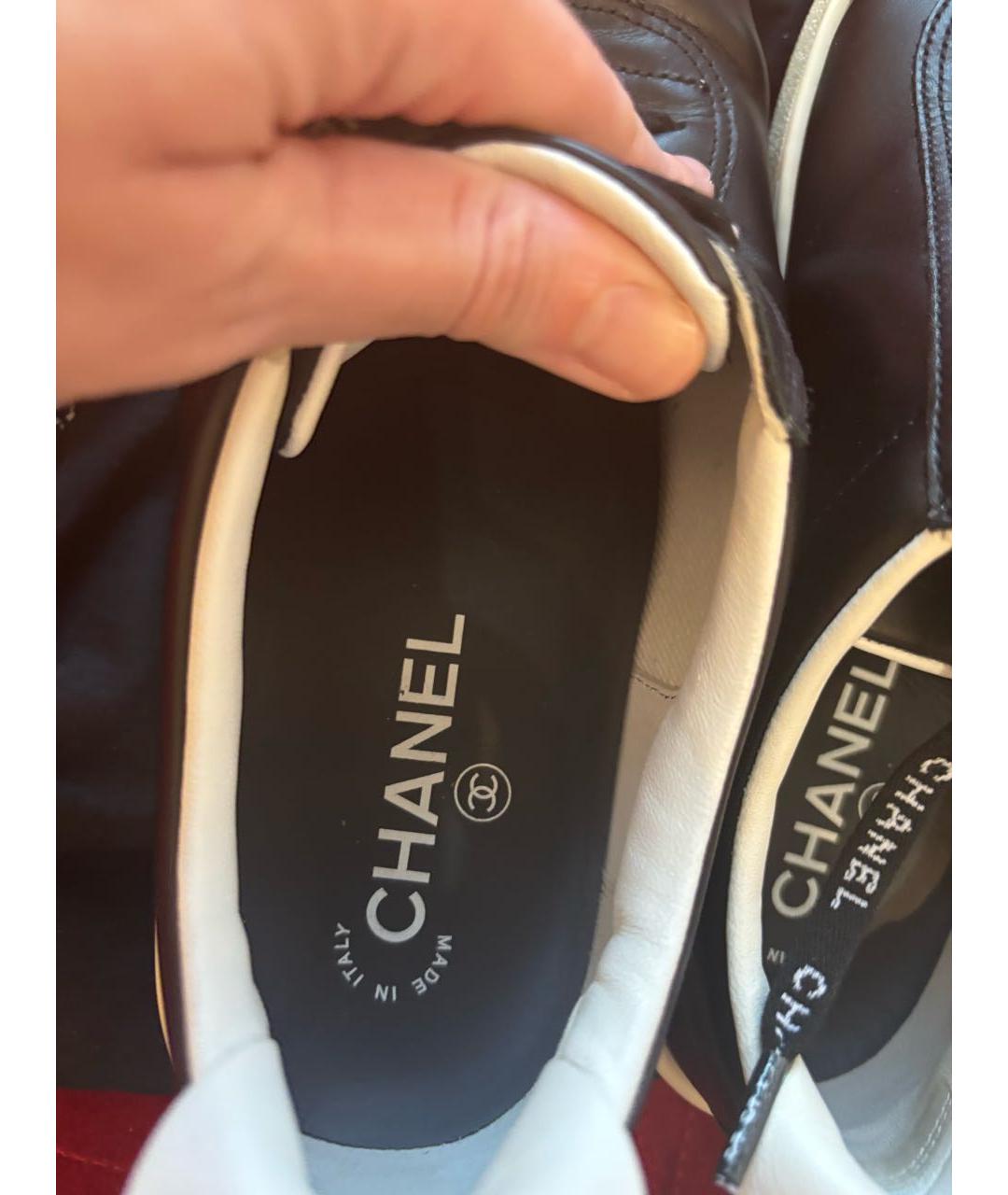 CHANEL Черные кожаные кеды, фото 8