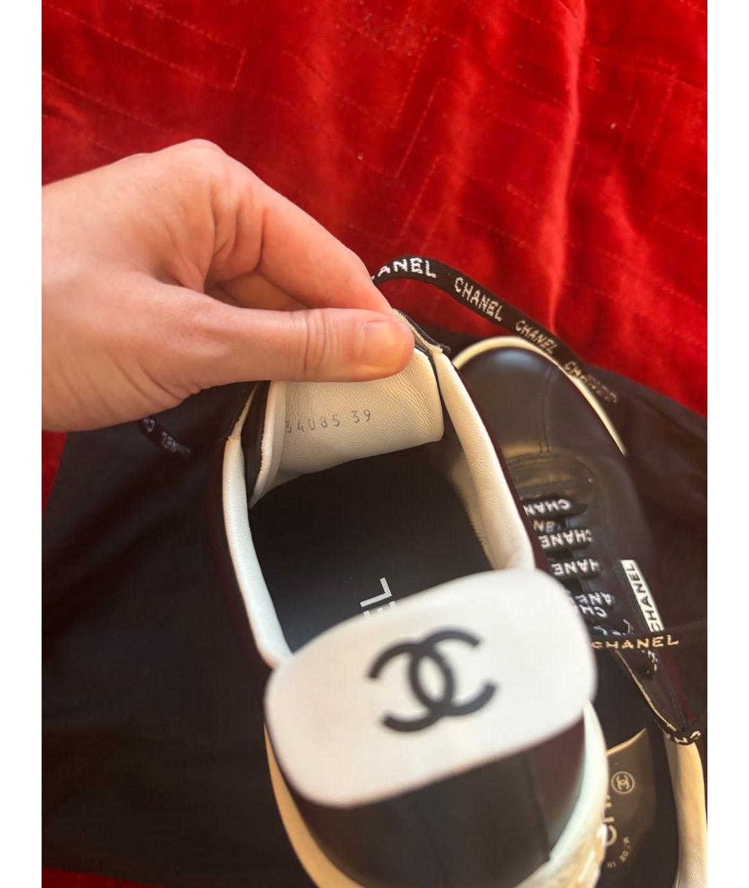 CHANEL Черные кожаные кеды, фото 6