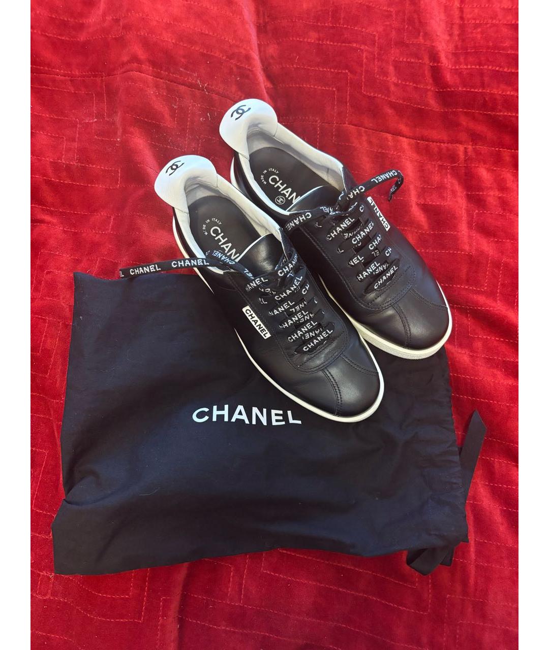 CHANEL Черные кожаные кеды, фото 2