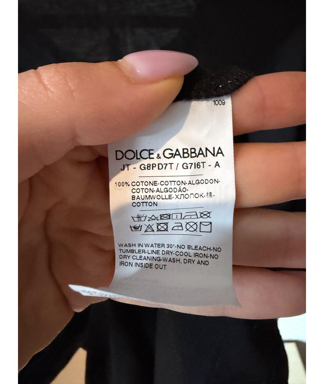 DOLCE&GABBANA Черная хлопковая футболка, фото 5