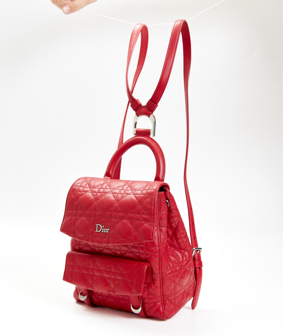 CHRISTIAN DIOR Красный кожаный рюкзак, фото 4