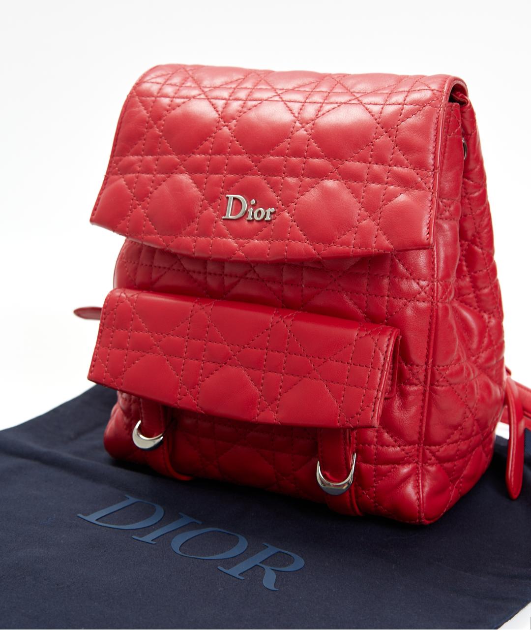 CHRISTIAN DIOR Красный кожаный рюкзак, фото 7