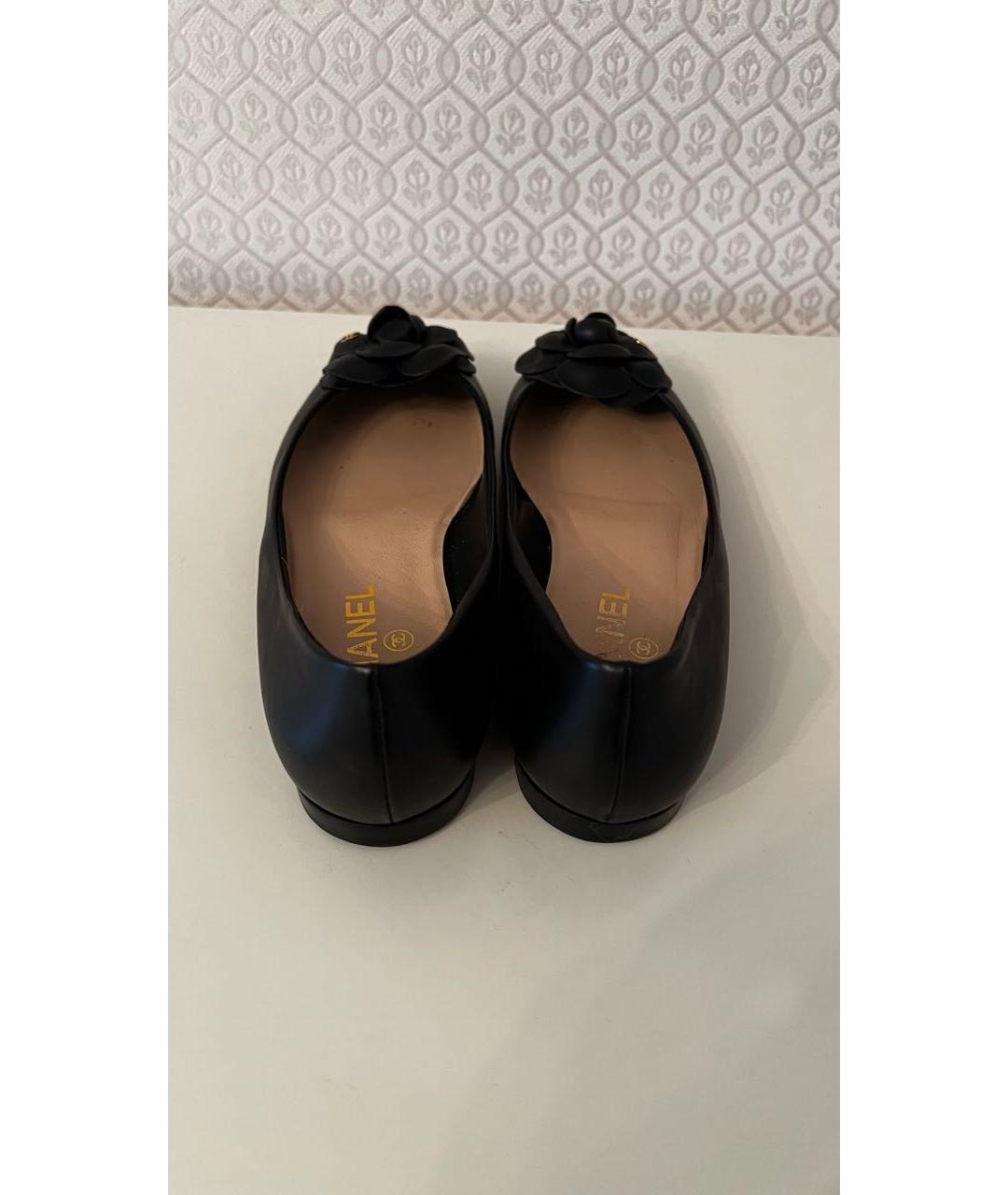 CHANEL Черные кожаные балетки, фото 3