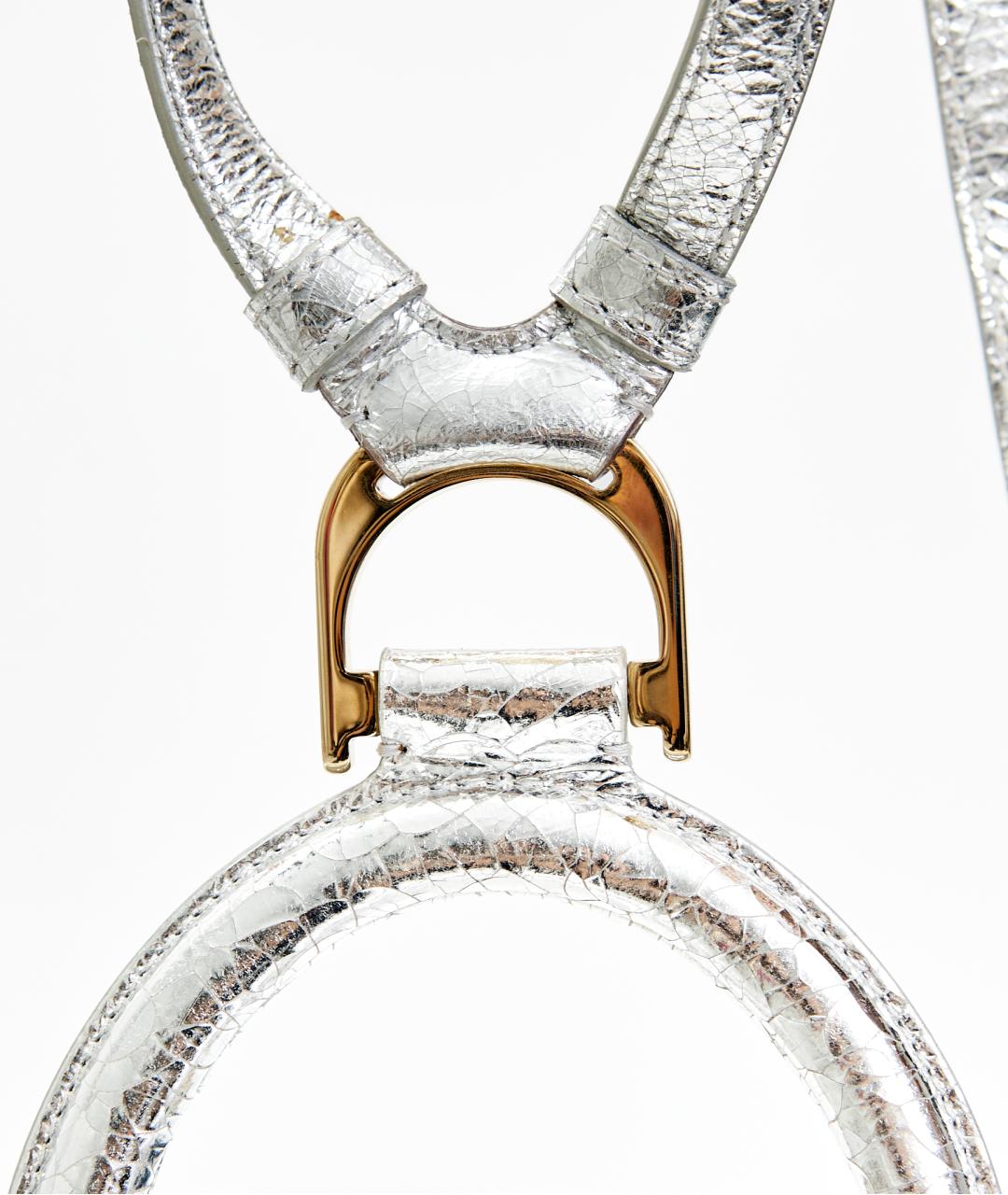 CHRISTIAN DIOR Серебряный кожаный рюкзак, фото 4
