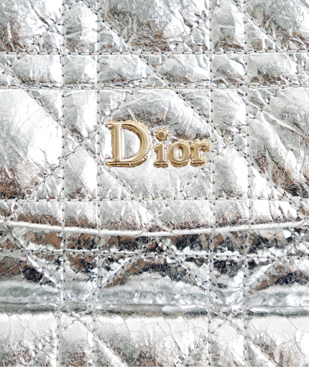 CHRISTIAN DIOR Серебряный кожаный рюкзак, фото 2