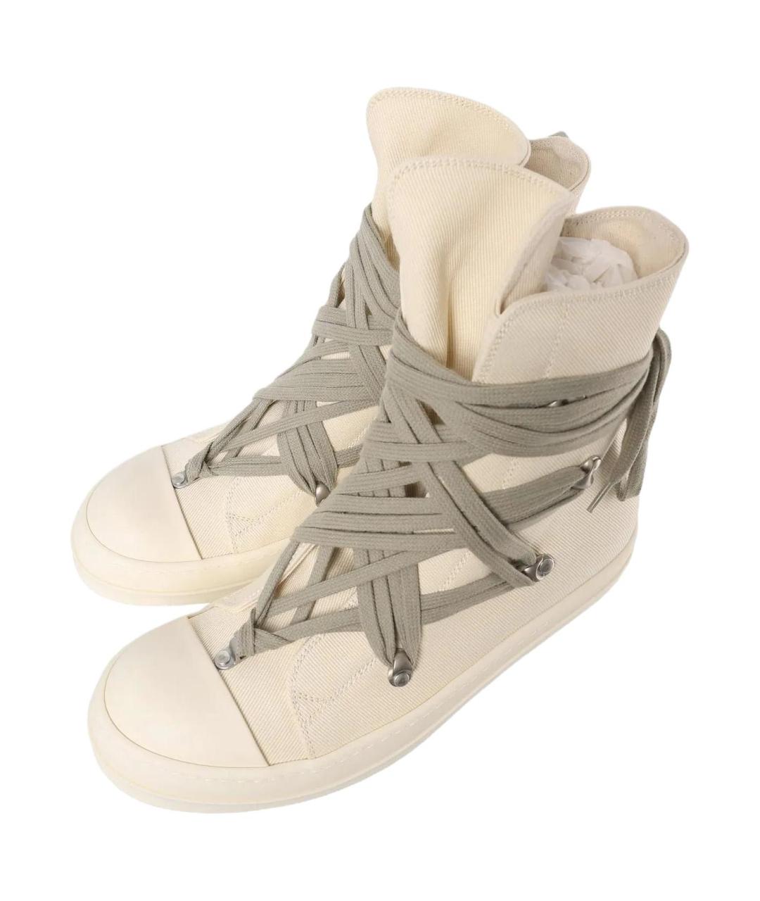 RICK OWENS Бежевые высокие кроссовки / кеды, фото 4