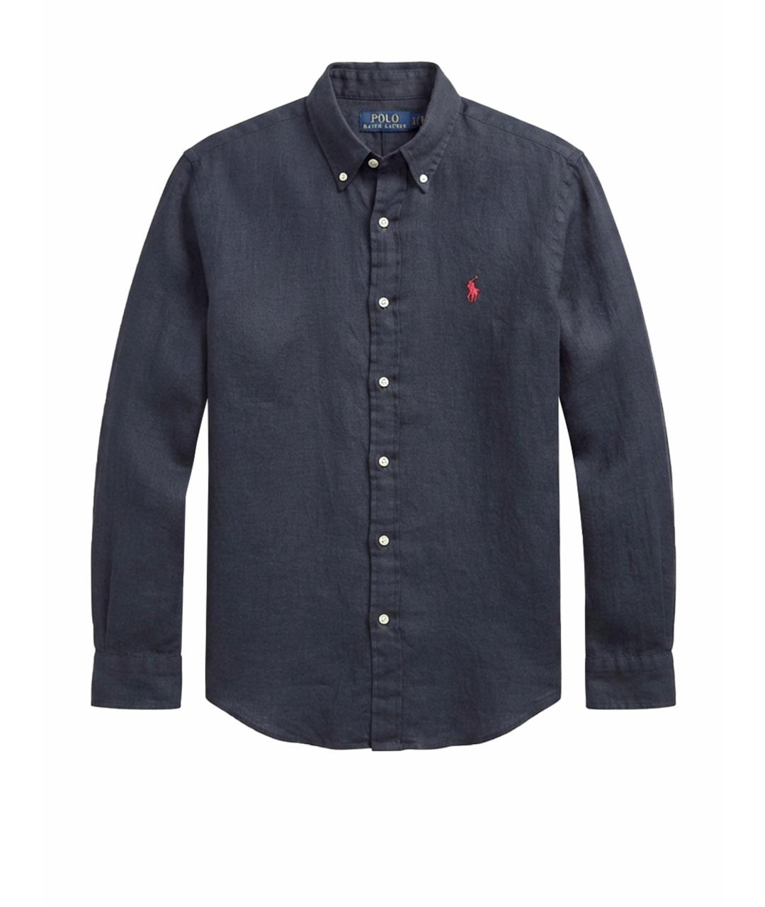 POLO RALPH LAUREN Черная льняная классическая рубашка, фото 1