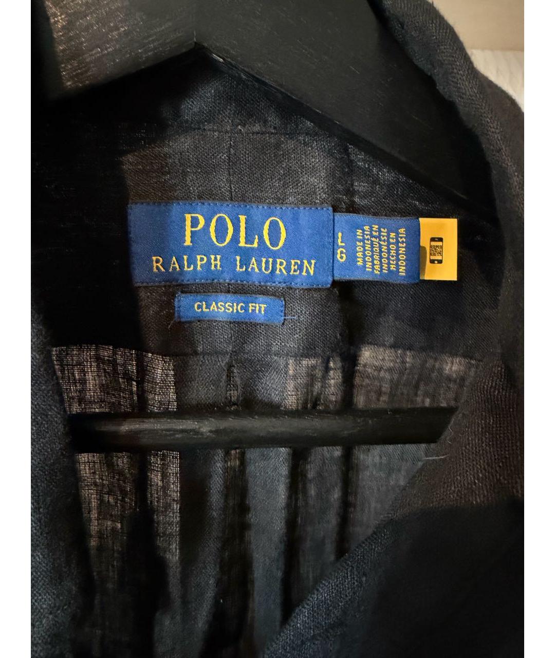 POLO RALPH LAUREN Черная льняная классическая рубашка, фото 3