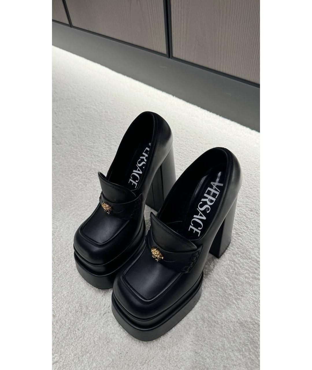 VERSACE Черные кожаные туфли, фото 3