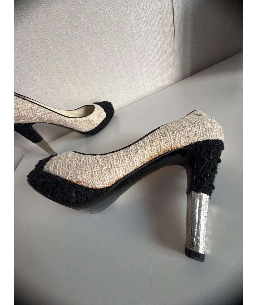 CHANEL Белые текстильные туфли, фото 7