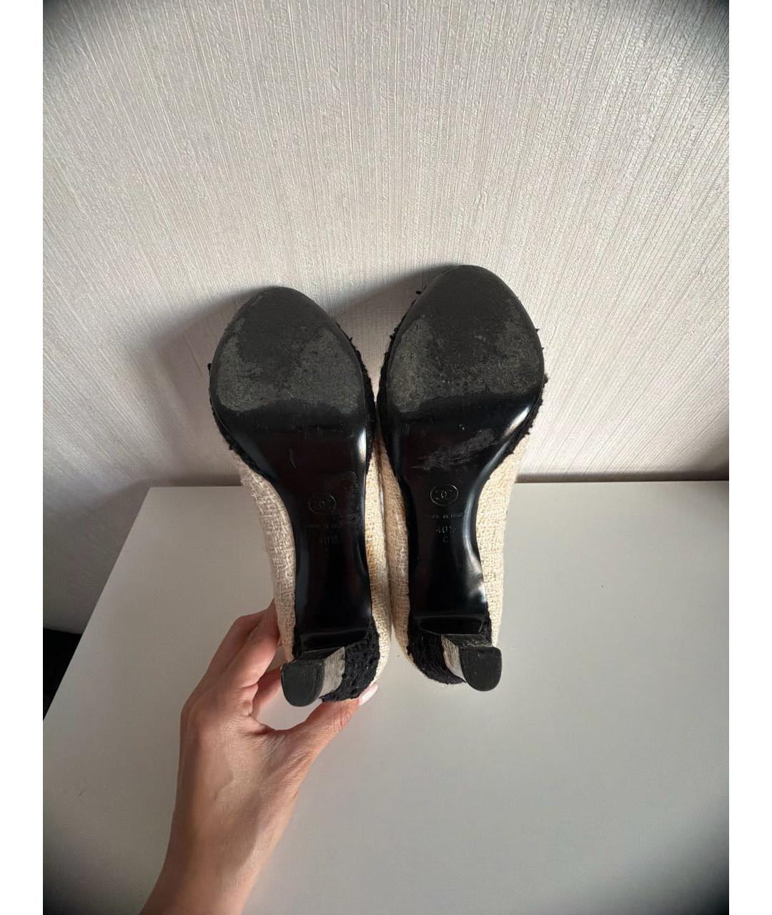 CHANEL Белые текстильные туфли, фото 8