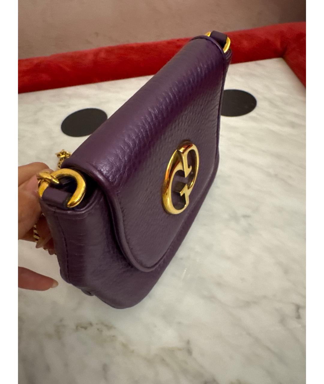 GUCCI Фиолетовая кожаная сумка через плечо, фото 2