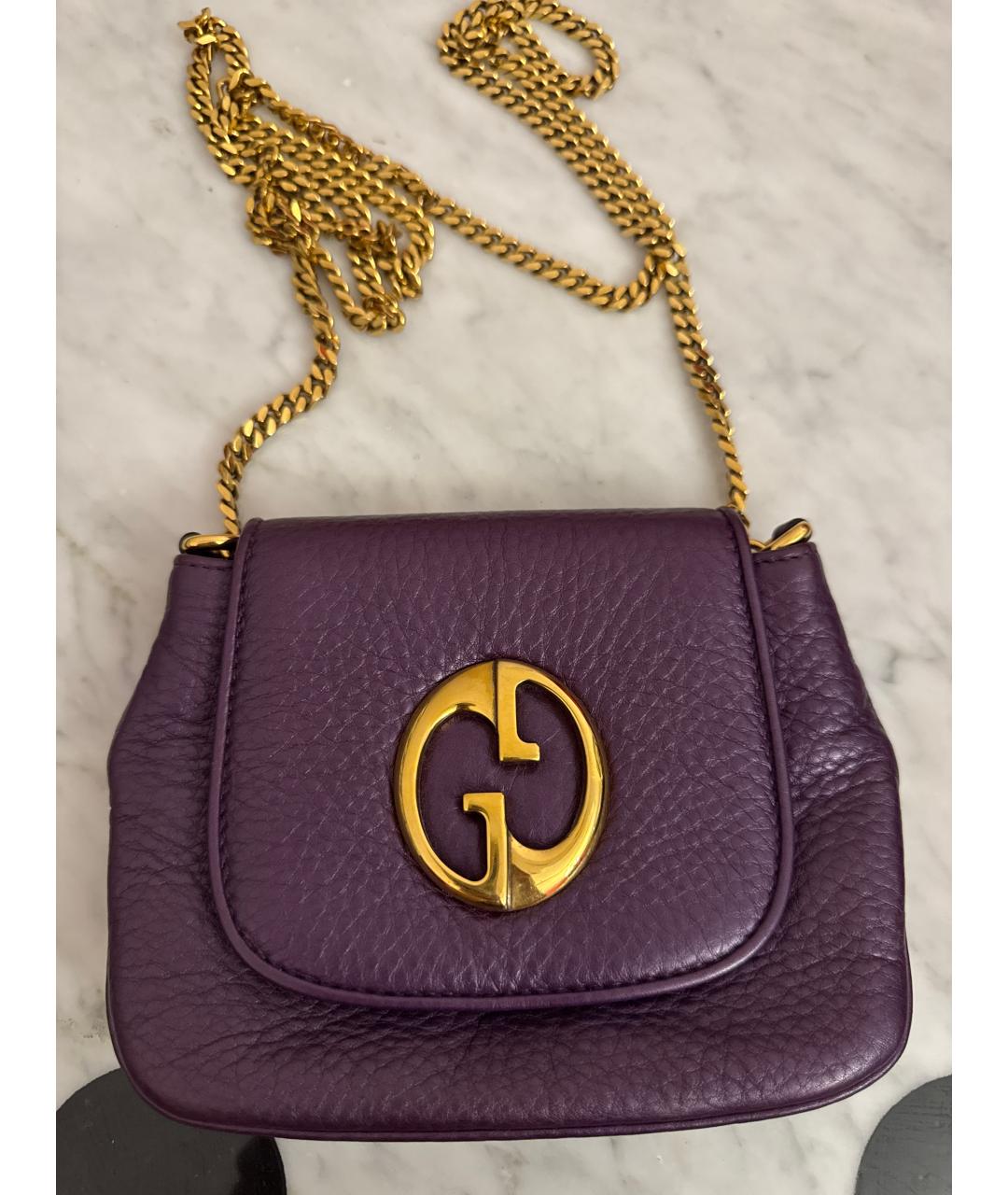 GUCCI Фиолетовая кожаная сумка через плечо, фото 5