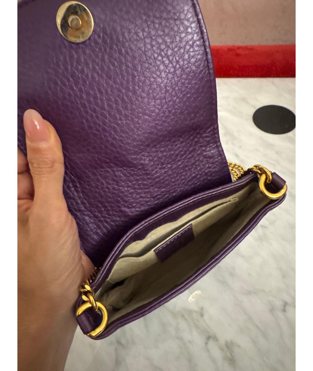 GUCCI Фиолетовая кожаная сумка через плечо, фото 4