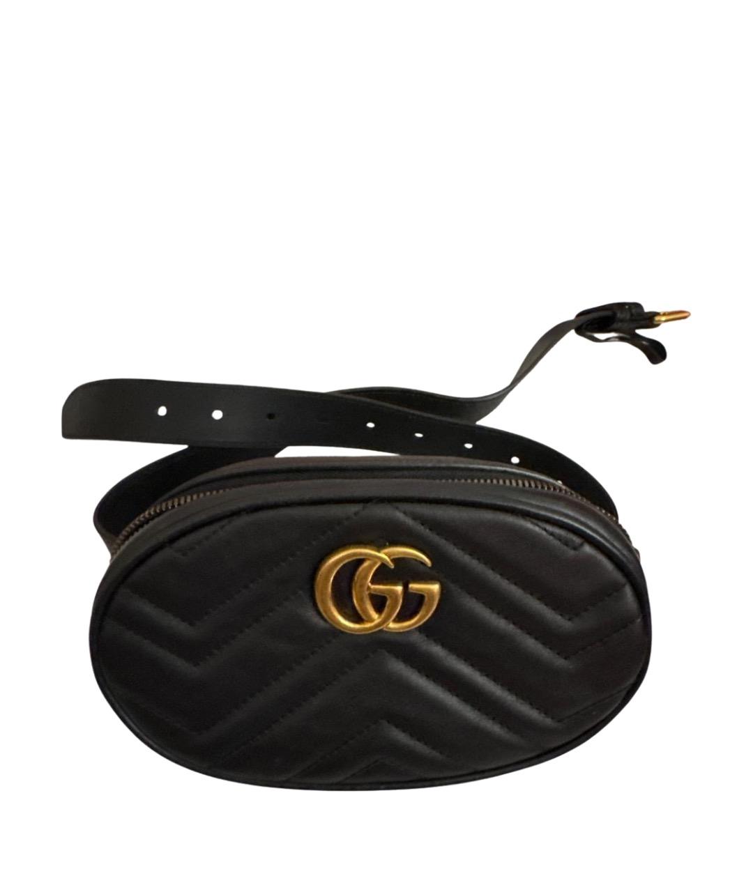 GUCCI Черная кожаная поясная сумка, фото 1