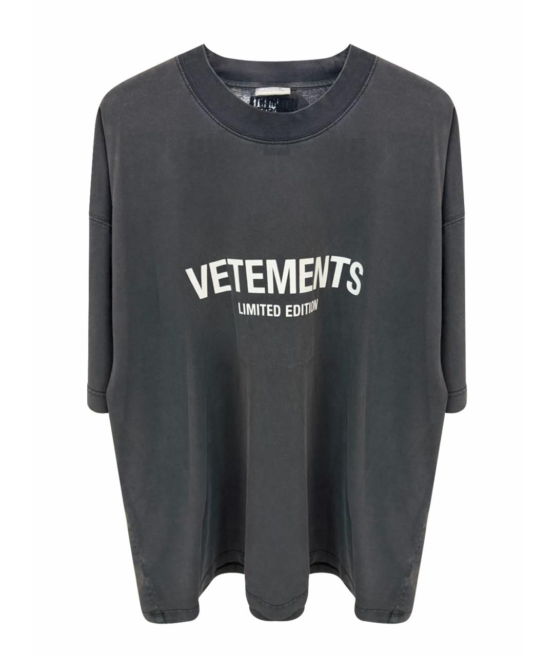 VETEMENTS Черная хлопковая футболка, фото 1