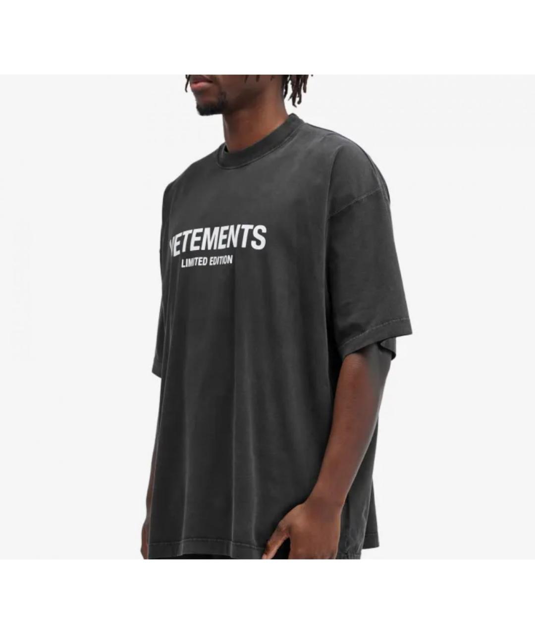 VETEMENTS Черная хлопковая футболка, фото 7