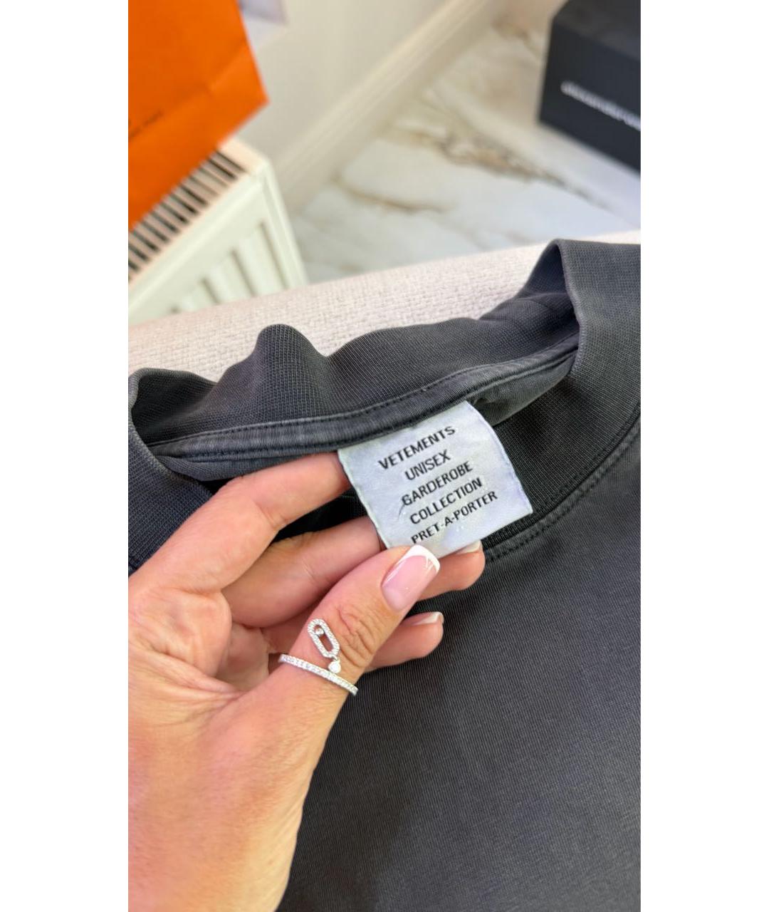 VETEMENTS Черная хлопковая футболка, фото 3