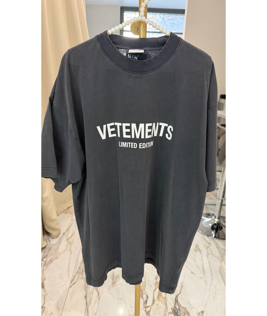 VETEMENTS Черная хлопковая футболка, фото 8