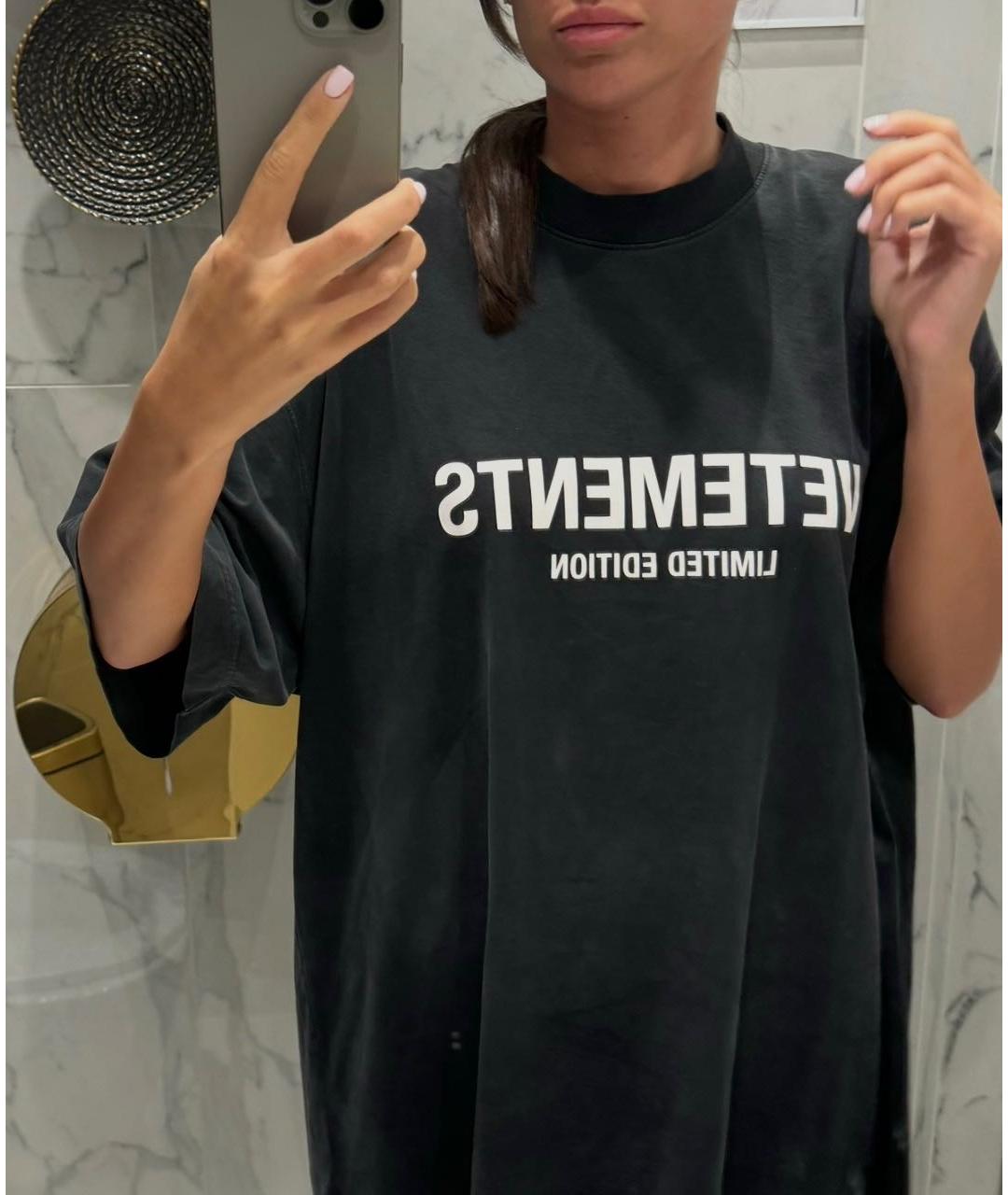 VETEMENTS Черная хлопковая футболка, фото 6