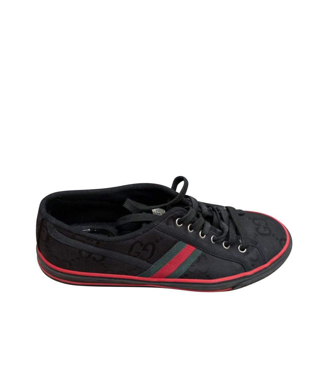GUCCI Черные текстильные низкие кроссовки / кеды, фото 1