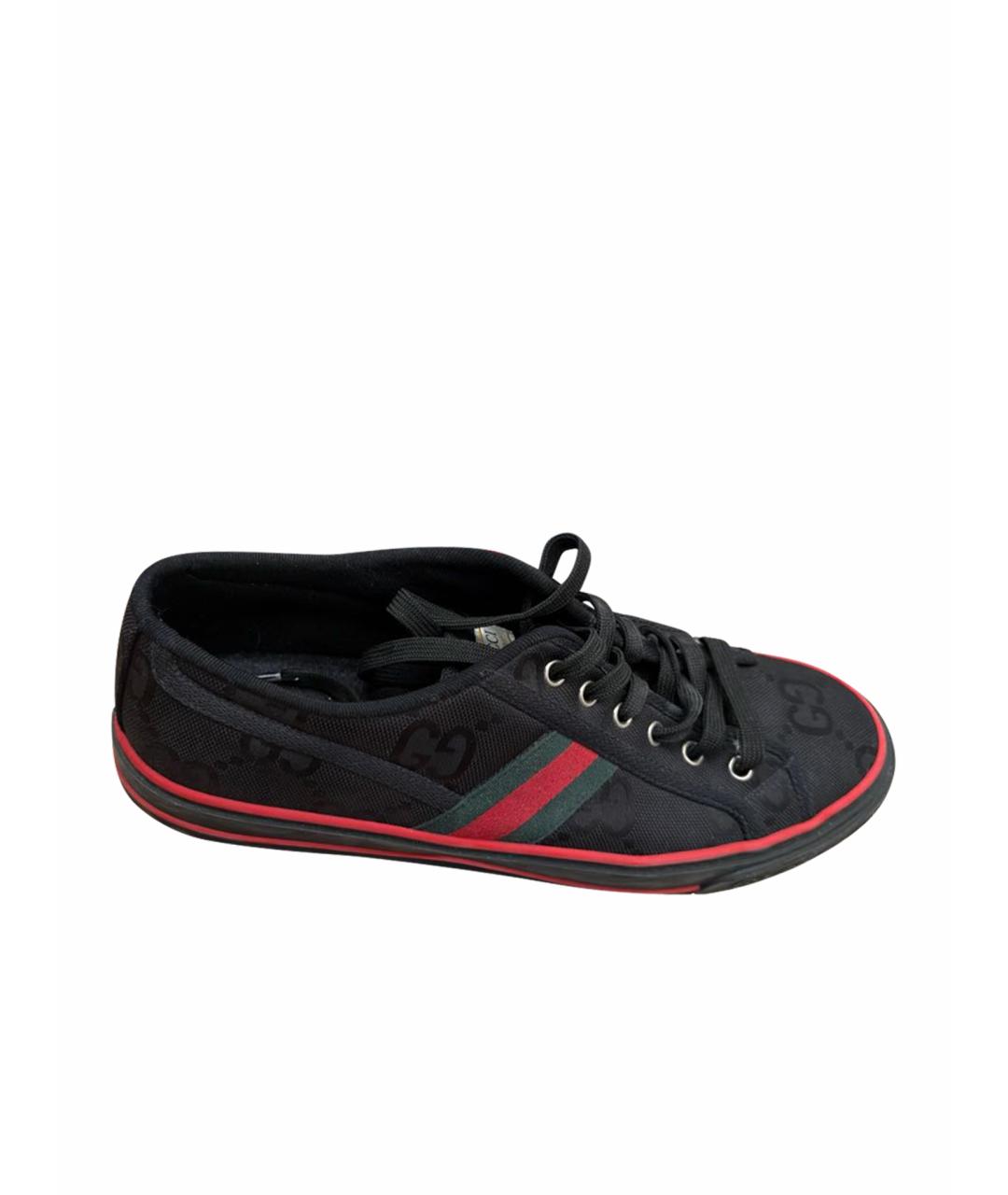 GUCCI Черные текстильные низкие кроссовки / кеды, фото 7