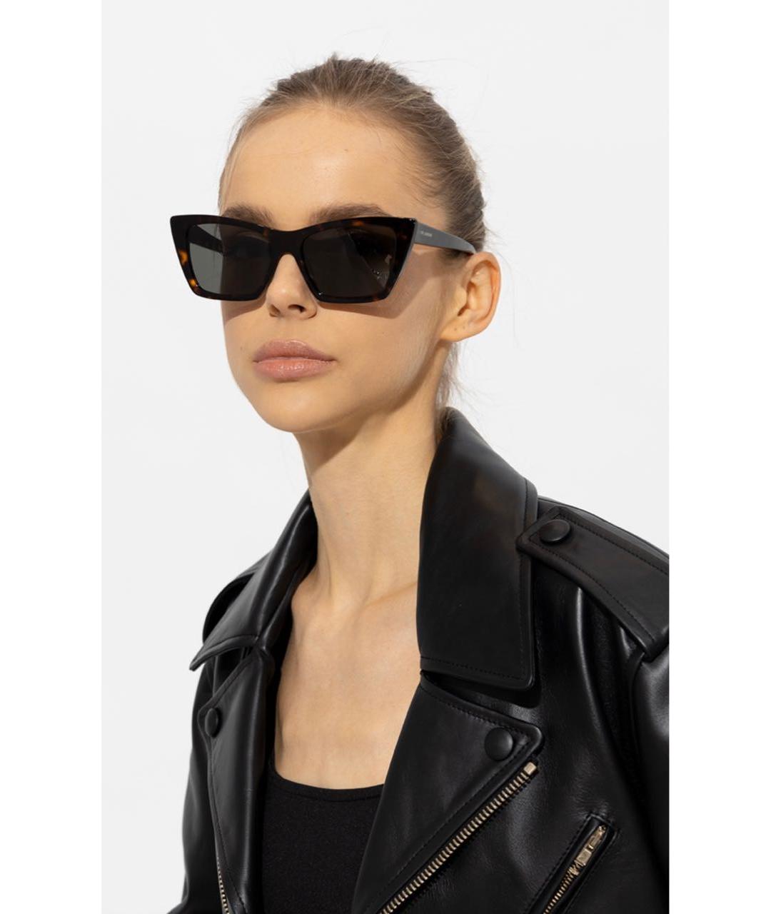 SAINT LAURENT Коричневые пластиковые солнцезащитные очки, фото 6