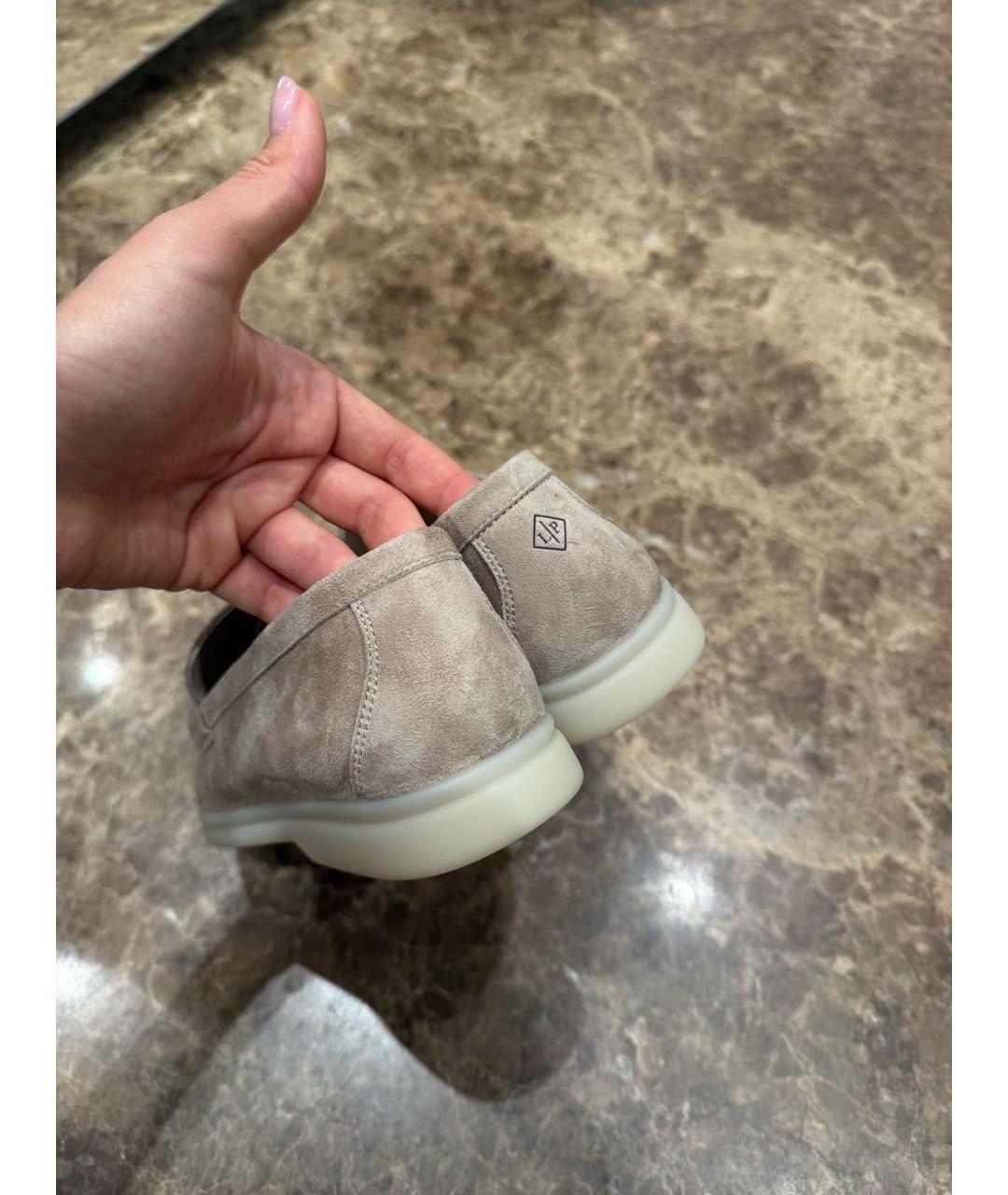 LORO PIANA Бежевые замшевые лоферы, фото 4