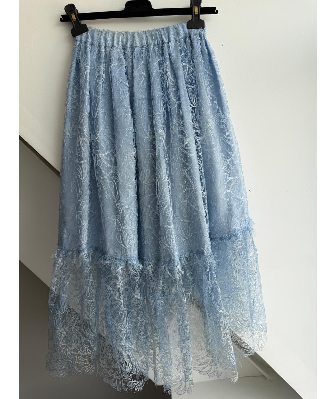 ERMANNO SCERVINO Голубая кружевная юбка миди, фото 3