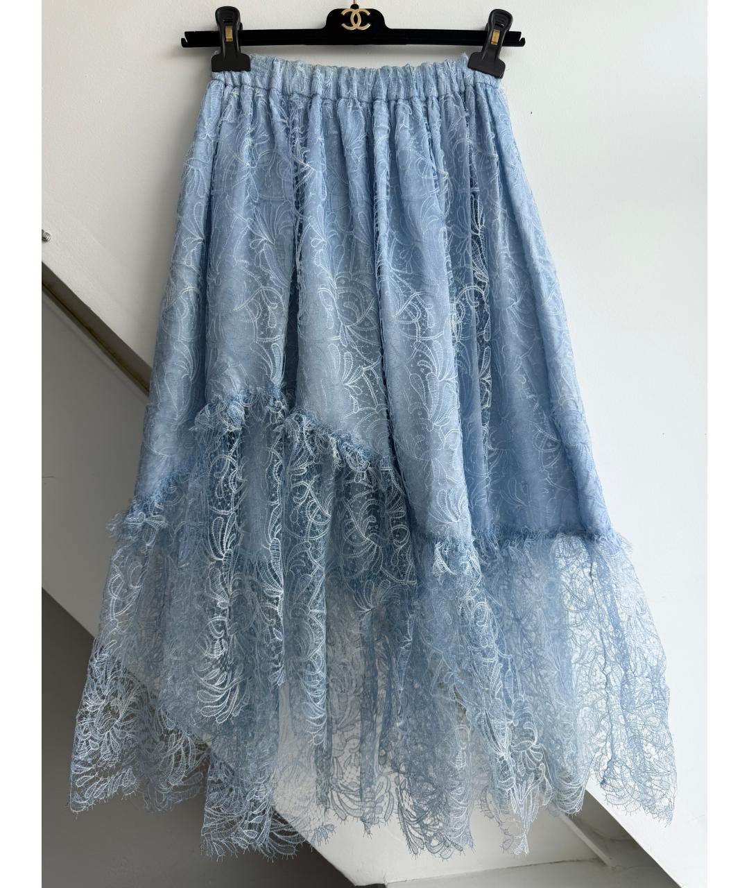 ERMANNO SCERVINO Голубая кружевная юбка миди, фото 8