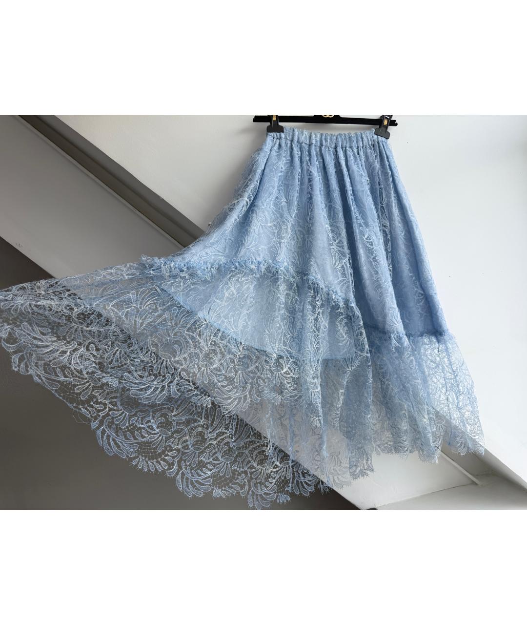 ERMANNO SCERVINO Голубая кружевная юбка миди, фото 2
