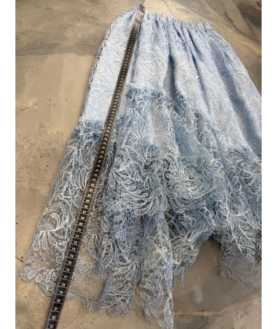 ERMANNO SCERVINO Голубая кружевная юбка миди, фото 6