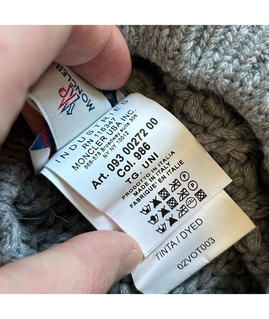 MONCLER Серая шапка, фото 4