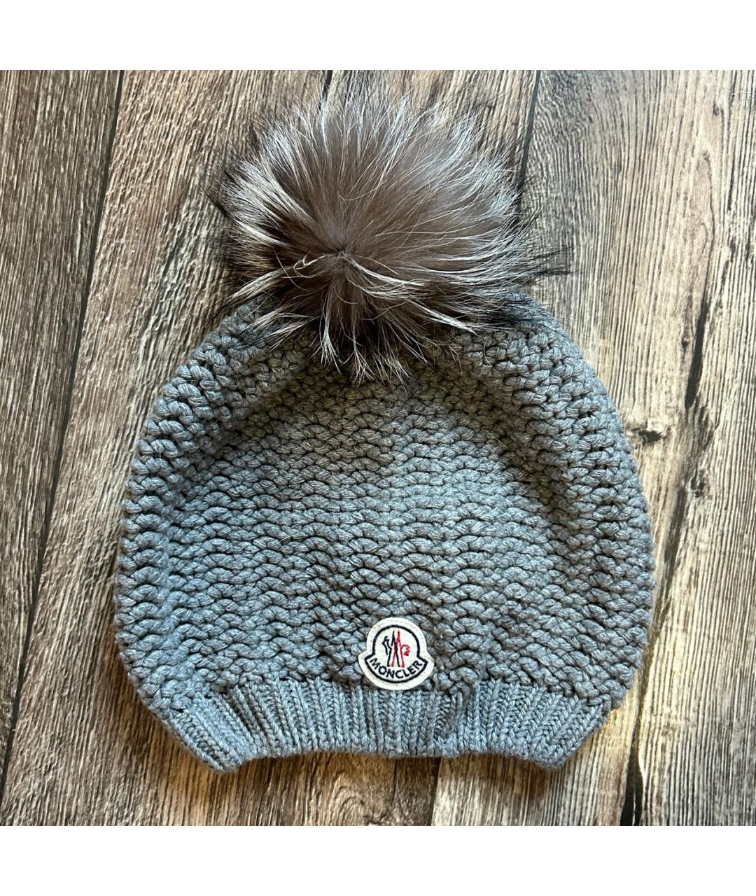 MONCLER Серая шапка, фото 8