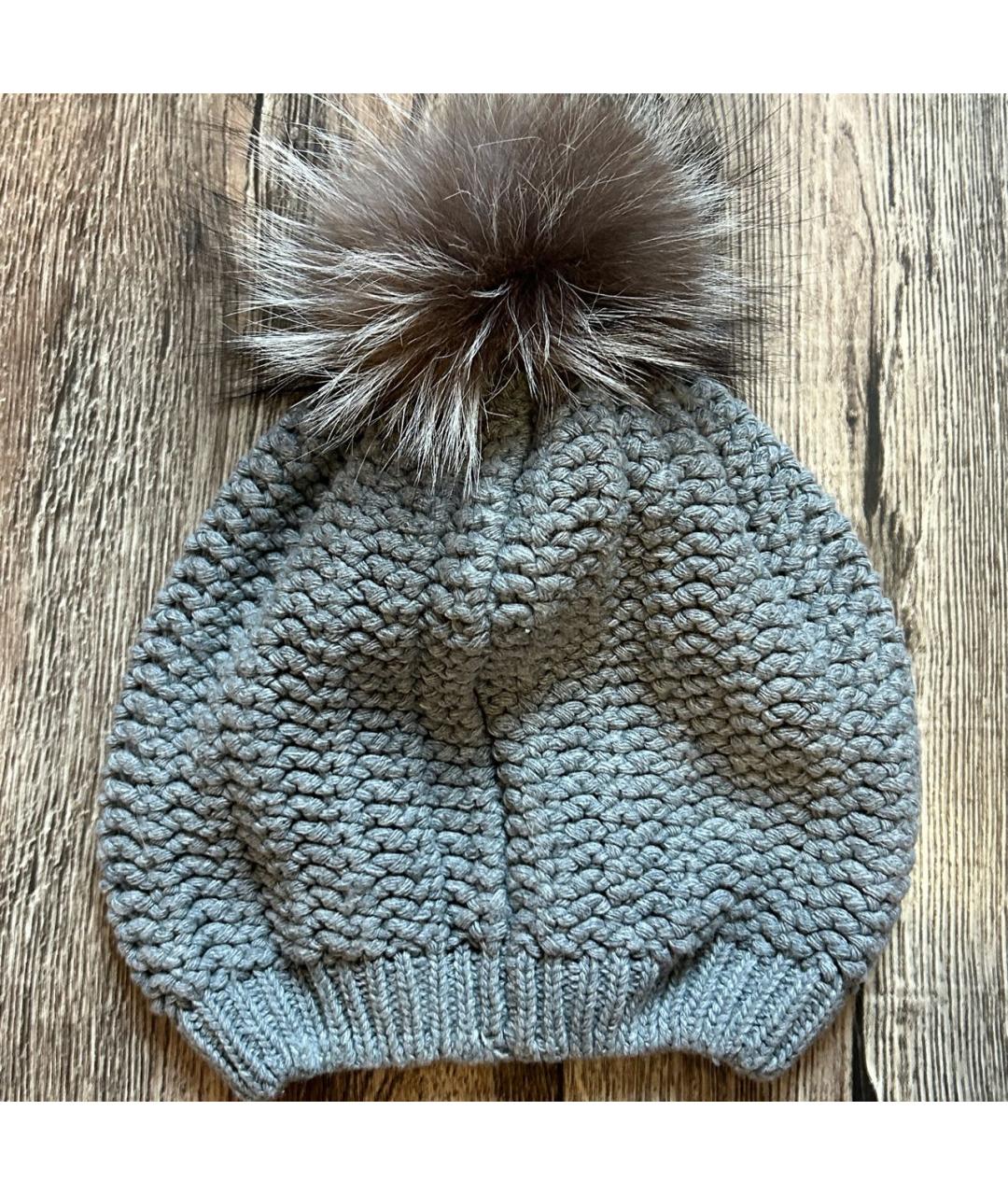 MONCLER Серая шапка, фото 7