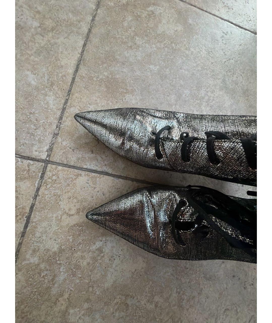 SAINT LAURENT Серебряные кожаные ботильоны, фото 5