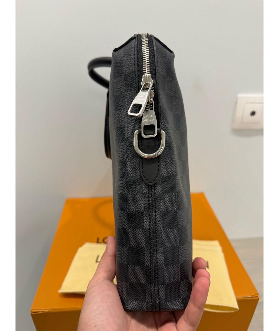 LOUIS VUITTON Черный канва портфель, фото 4