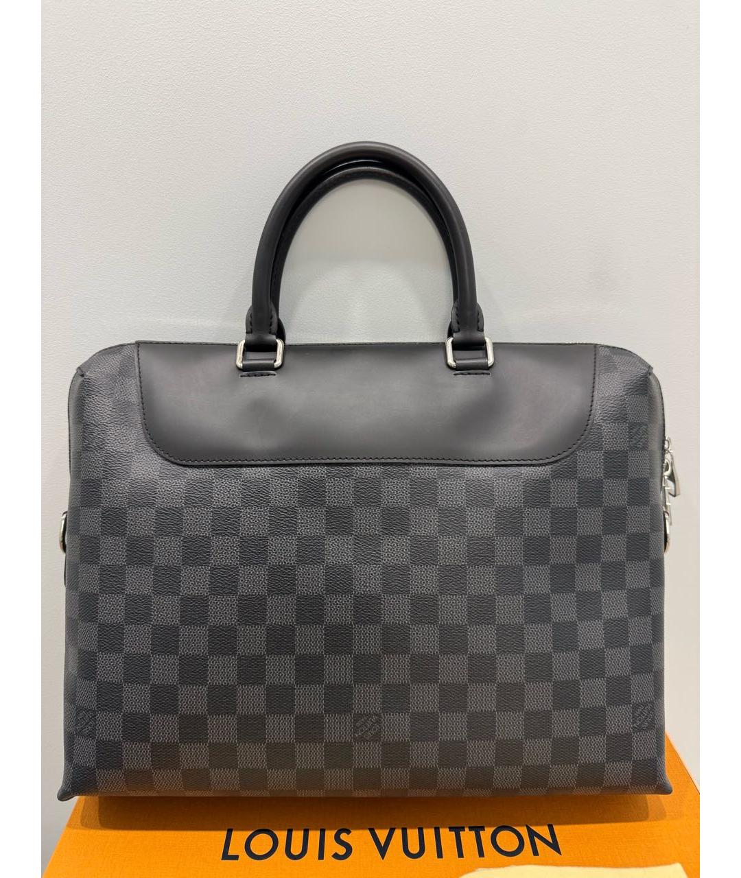 LOUIS VUITTON Черный канва портфель, фото 2