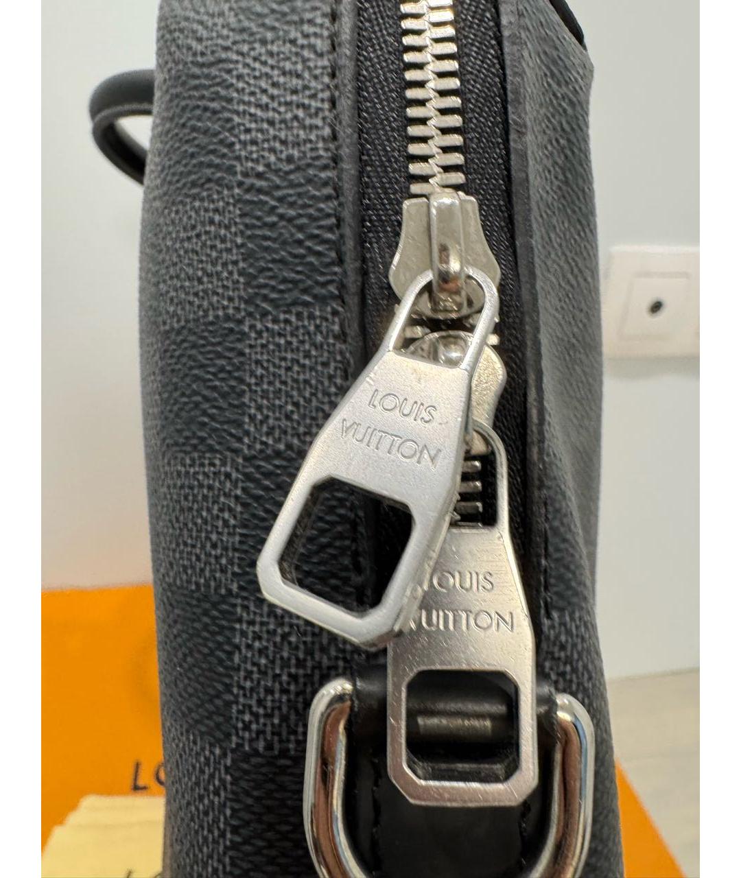 LOUIS VUITTON Черный канва портфель, фото 6