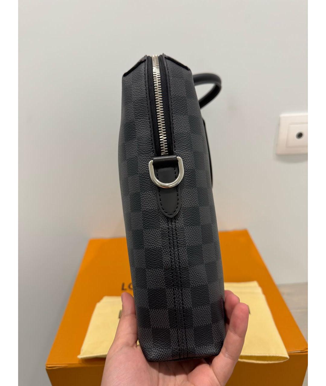 LOUIS VUITTON Черный канва портфель, фото 3