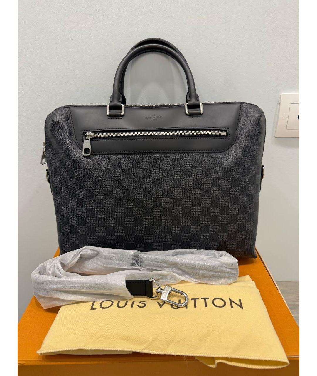 LOUIS VUITTON Черный канва портфель, фото 9