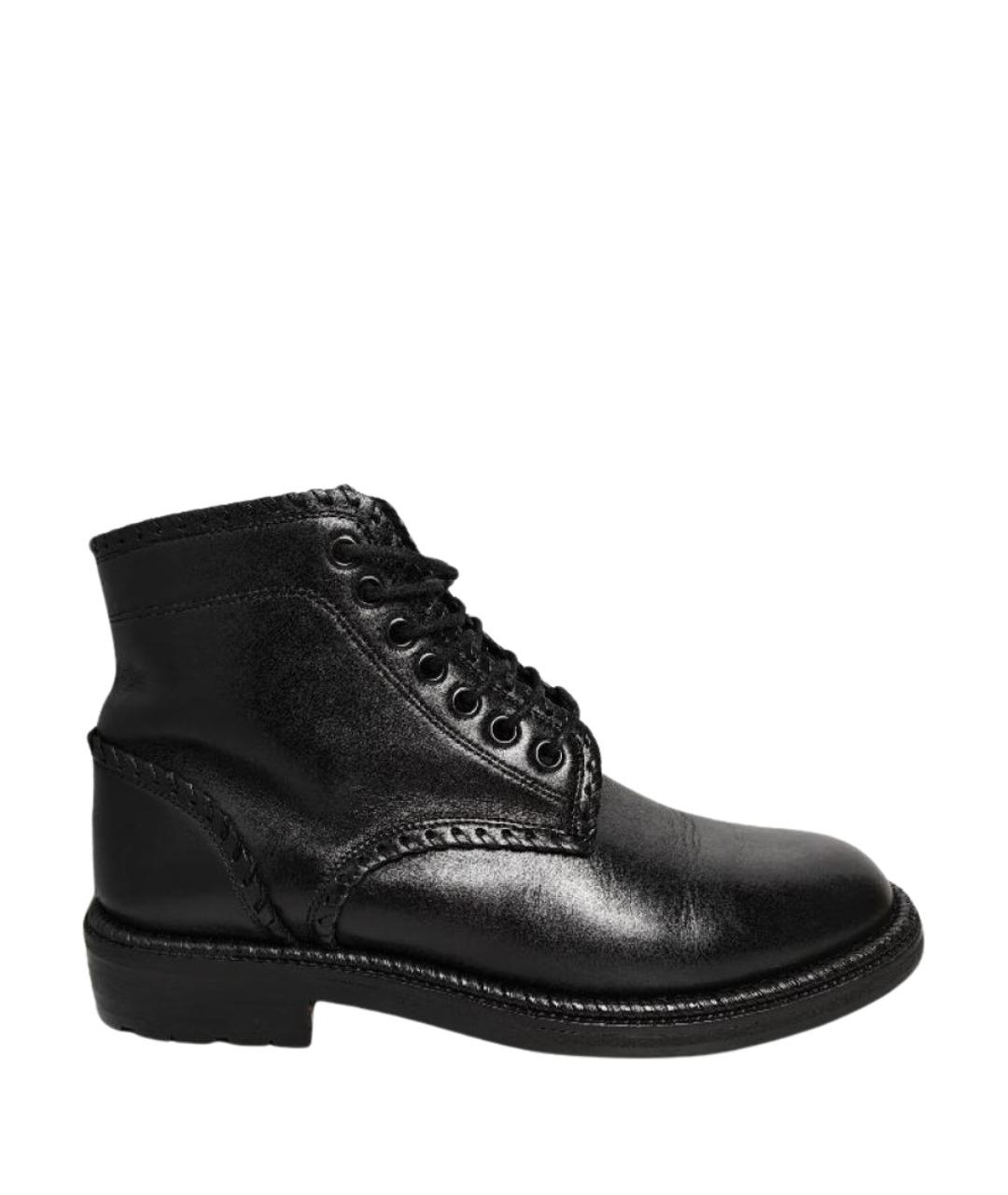 SAINT LAURENT Черные кожаные ботинки, фото 1