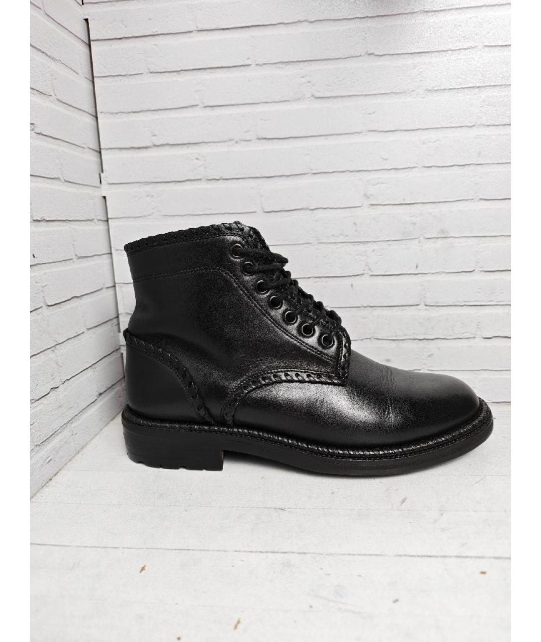 SAINT LAURENT Черные кожаные ботинки, фото 10